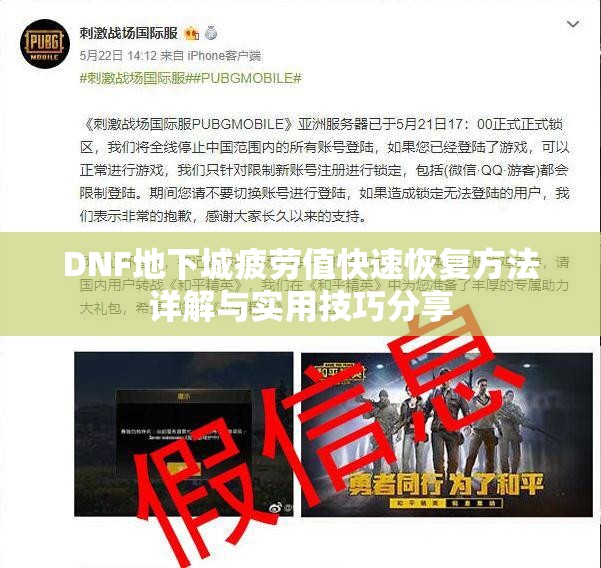 DNF地下城疲劳值快速恢复方法详解与实用技巧分享