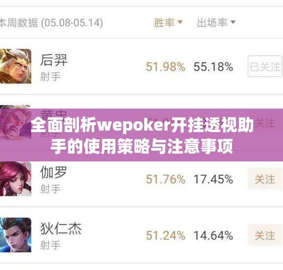 全面剖析wepoker开挂透视助手的使用策略与注意事项