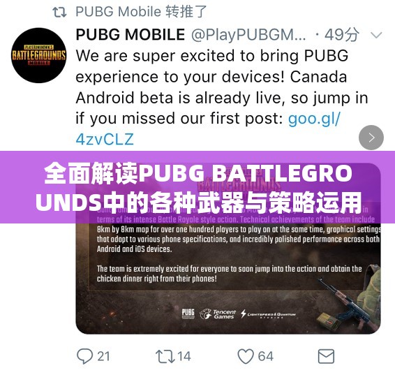 全面解读PUBG BATTLEGROUNDS中的各种武器与策略运用